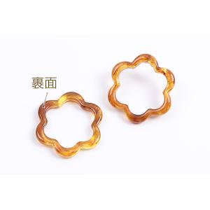 樹脂ピアス フラワー 32mm 琥珀色(2ヶ)の詳細画像2