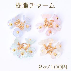 樹脂チャーム  5連フラワー 3弁花（2ヶ）｜yu-beads-parts