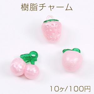 樹脂チャーム かわいいフルーツチャーム ピーチピンク（10ヶ）｜yu-beads-parts