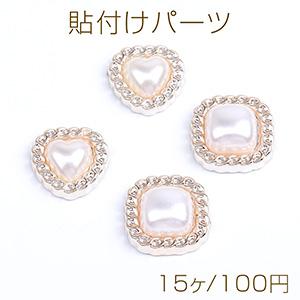 貼付けパーツ アクリル貼付けパーツ アクリルカボション パール付き（15ヶ）｜yu-beads-parts