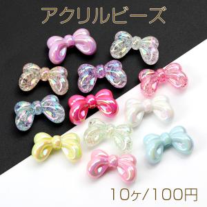 アクリルビーズ リボン メッキ加工 ミックスカラ...の商品画像