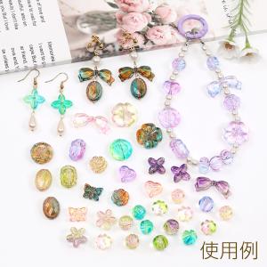 アクリルビーズ コイン型 フラワー模様入り 通...の詳細画像4