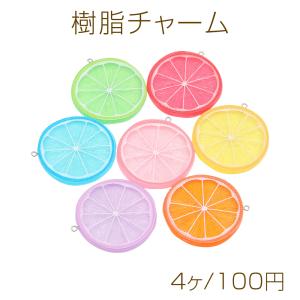 樹脂チャーム レモンチャーム ミニチュア 夜光 両面デザイン アクセサリーパーツ 約48×53mm (ランダム4ヶ)