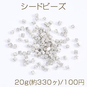 シードビーズ スクエアビーズ 3.5×3.5mm シルバーホワイト（20g）｜yu-beads-parts