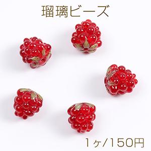 瑠璃ビーズ グレープ 13×14mm レッド（1ヶ）｜yu-beads-parts