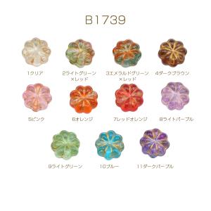 チェコ調ガラスビーズ 八弁花 フラワーモチーフ...の詳細画像1