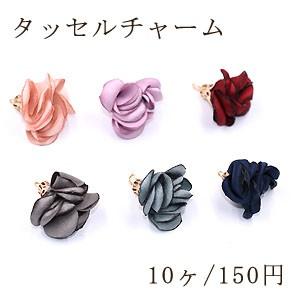 タッセルチャーム ガーゼお花 金具付 No.3【10ヶ】