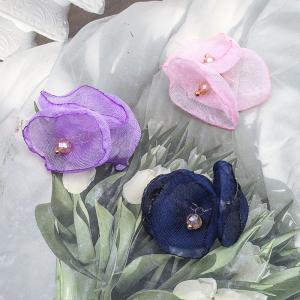 レースフラワーモチーフ 3つの花 ビーズ付き【6ヶ】の詳細画像3