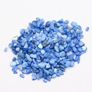 染色シェル貝 さざれ石(穴なし) ブルー 5-7mm(50g)｜yu-beads-parts