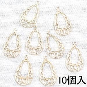 透かしパーツ カン付雫2 ゴールド(10ヶ)｜yu-beads-parts