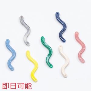 【即日可能】樹脂パーツ S字 スティックパーツ グラデーション マーブル 2穴 コネクタチャーム 樹脂チャーム 約3×31mm（6ヶ）
