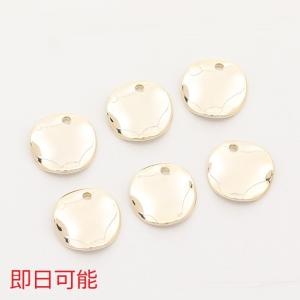 【Beads & Parts 即日発送】色褪せにくい14KGPゴールドメッキ メタルプレートチャーム ラウンド 12mm（10ヶ）