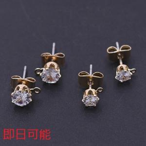 【即日可能】ジルコニアピアス ラウンドカット 2サイズ カン付き ゴールド