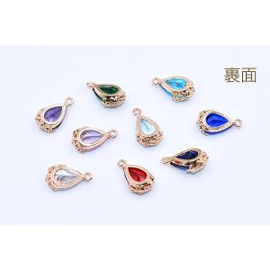 【即日可能】高品質ガラスチャーム 雫型 花模様...の詳細画像3