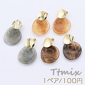 アクリルイヤリング ウェーブラウンド ゴールド