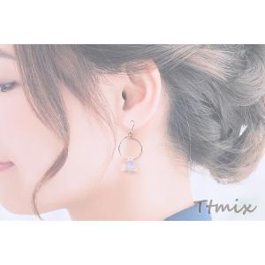 フープ×天然石ピアス 金属フックピアス シンセ...の詳細画像3