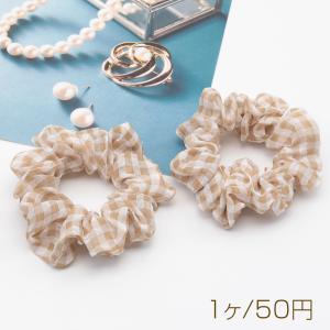 シュシュ チェック柄 ベージュ ヘアゴム 髪留め...の商品画像
