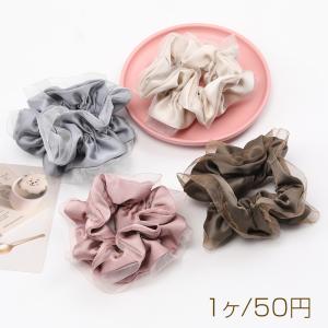 シュシュ 光沢感 サテン レース付き ヘアゴム ...の商品画像