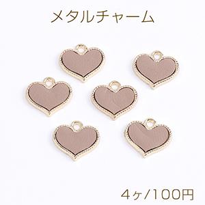 木製リング付き ハート型 メタルチャーム メタルチャーム ハート型 PUレザー貼り カン付き 14×15mm ゴールド