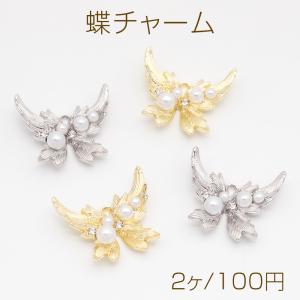蝶チャーム バタフライ 樹脂チャーム メタルチャーム 2連蝶モチーフ 1