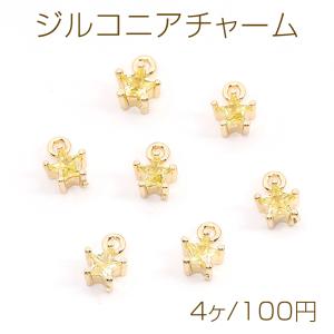 ジルコニアチャーム 長方形 4×7mm ゴールド（4ヶ） : ビーズアンド