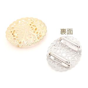 帯留め金具 オーバル型透かし台付き 縫付け 貼...の詳細画像2