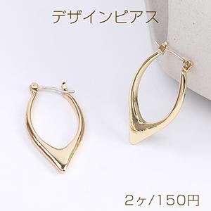 高品質デザインピアス フープピアス ホースアイ 17×33mm ゴールド（2ヶ）｜yu-beads-parts