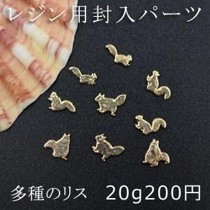 レジン用封入パーツ 多種のリス ミニチャーム【20g】ゴールド : ビーズ