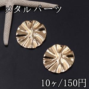 メタルパーツ プレート 花びら 1穴 39mm ゴールド【10ヶ】