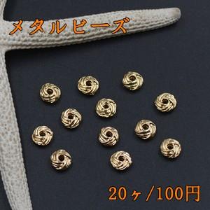 メタルビーズ ロンデル ツイスト 3×6mm ゴールド【20ヶ】｜yu-beads-parts