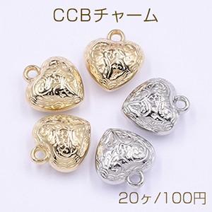 CCBチャーム ハート 15×17mm 花模様A【20ヶ】｜yu-beads-parts