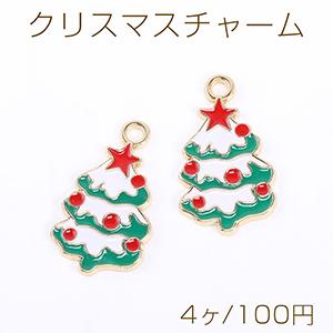 クリスマスチャーム クリスマスツリー エポ付き 1カン 17×30mm ゴールド【4ヶ】