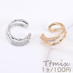 イヤーカフ 2連リング ジルコニア付き 12mm 片耳用