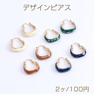 デザインピアス エポ付きピアス フープピアス 21×24mm ゴールド（2ヶ）｜yu-beads-parts