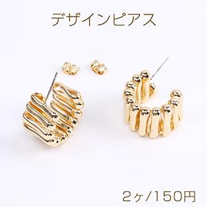 高品質デザインピアス フープピアス 14×21mm ゴールド（2ヶ）｜yu-beads-parts