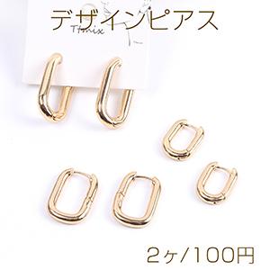 高品質デザインピアス フープピアス U字型 ゴールド（2ヶ）｜yu-beads-parts