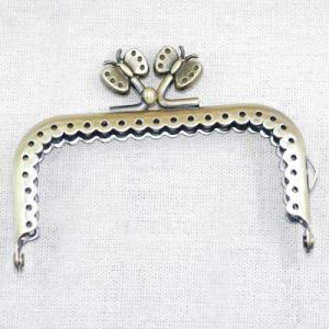 蝶付 がま口パーツ レクタングルメッシュ 真鍮古...の商品画像
