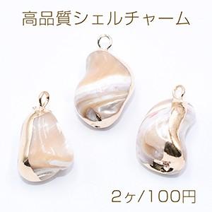 高品質シェルチャーム 不規則 10-20mm 天然素材 ゴールド/ブラウン【2ヶ】｜yu-beads-parts