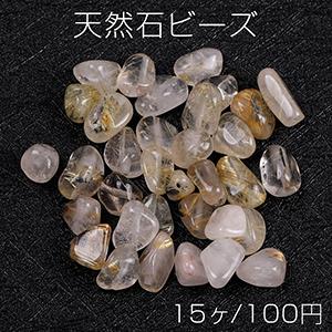 天然石ビーズ 天然石さざれ石 ゴールドルチルクォーツ（15ヶ）｜yu-beads-parts