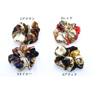 スカーフ柄 シュシュ ヘアゴム ヘアアクセサリ...の詳細画像1