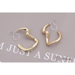 樹脂ノンホールピアス 変形フープ ゴールド(1ペア)の詳細画像4