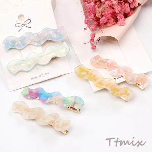 ヘアクリップセット ブルー ギンガムチェック柄 キッズヘアクリップ