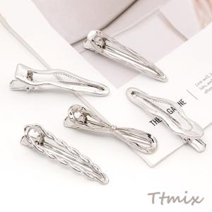 ヘアクリップセット ブルー ギンガムチェック柄 キッズヘアクリップ