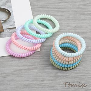 ヘアゴム ヘアアクセサリー 電話線 5cm カラーミックス｜yu-beads-parts