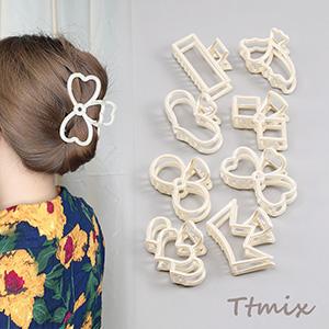 チェック柄バンスクリップ ヘアアクセサリー 41×81mm（1ヶ） : ビーズ