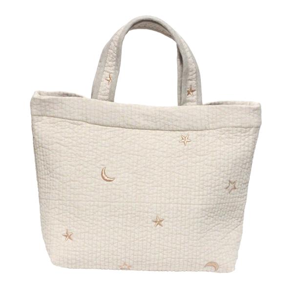 【宅配便送料無料】バッグ/ヌビバッグ A4入ります！星 月 刺繍 Mサイズ マチあり トートバッグ ...