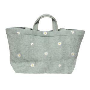 【宅配便送料無料】バッグ/ヌビバッグ マザーズバッグ 大容量 Lサイズ お花刺繍 7mm 軽い トートバッグ bag27☆ミント