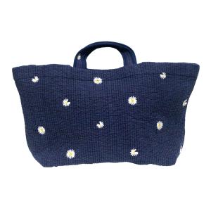 【宅配便送料無料】バッグ/ヌビバッグ マザーズバッグ Lサイズ お花刺繍 ショルダー 軽い トートバッグ bag27☆紺