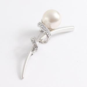 ミキモト MIKIMOTO ブローチ 金属素材xパール シルバーxホワイト 定番