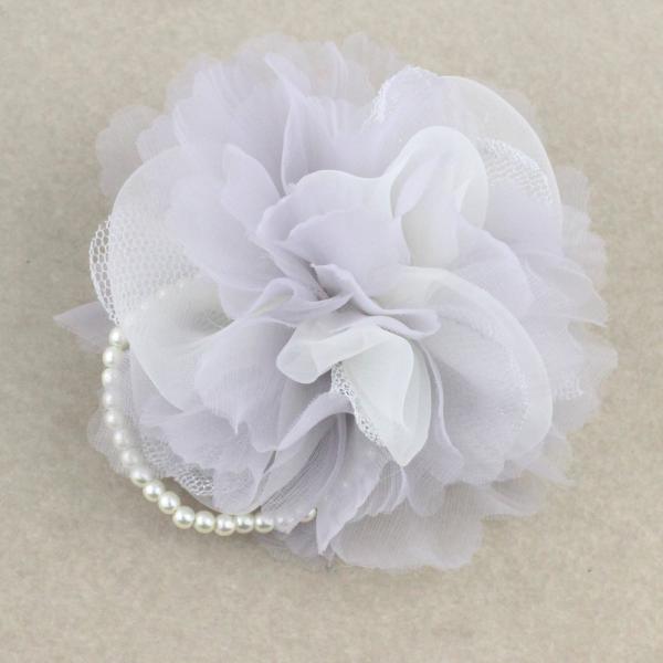 【定形外郵便OK２９０円】 コサージュ/ふんわりバイカラーオーガンジー ラメ入りチュール c83☆グ...